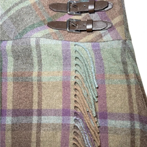 Lauren by Ralph Lauren plaid fringe trim mini skirt sz 16 W - Picture 2 of 10